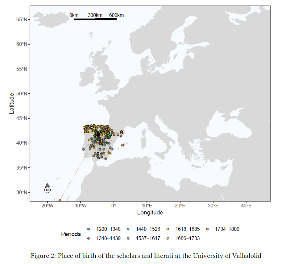 Figure 2: Place of Birth of the scholars and literati at the University of Valladolid