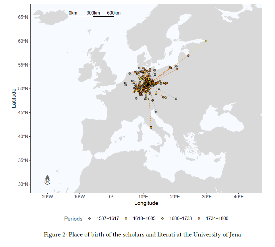 Figure 2: Place of birth of  the scholars and literati at the University of Jena