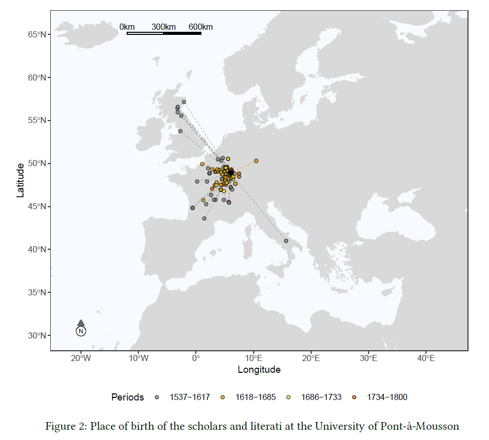 Figure 2: Place of birth of the Scholars and Literati at the University of Pont-à-Mousson