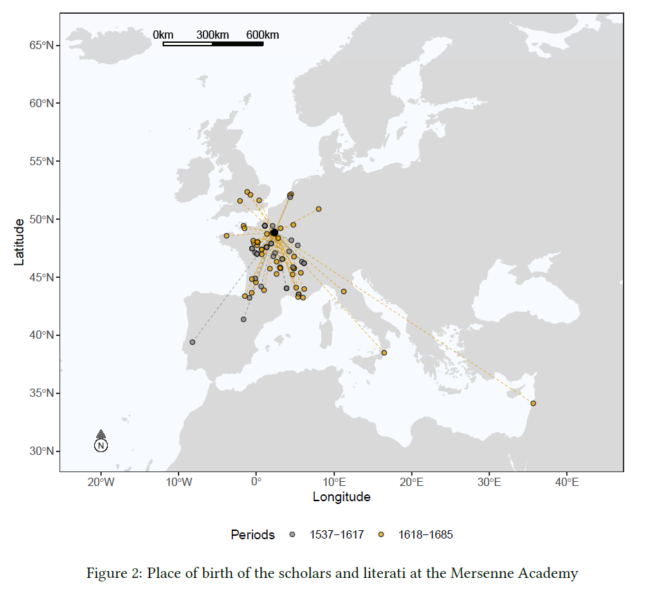 Figure 2: Place of birth of the Scholars and Literati at the Mersenne Academy