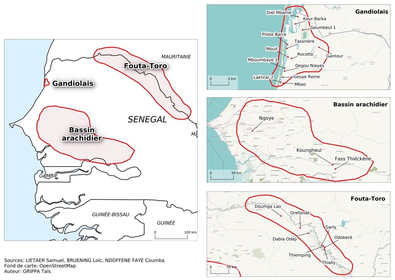 Figure&nbsp;1&nbsp;: Cartes des zones d’&eacute;tudes