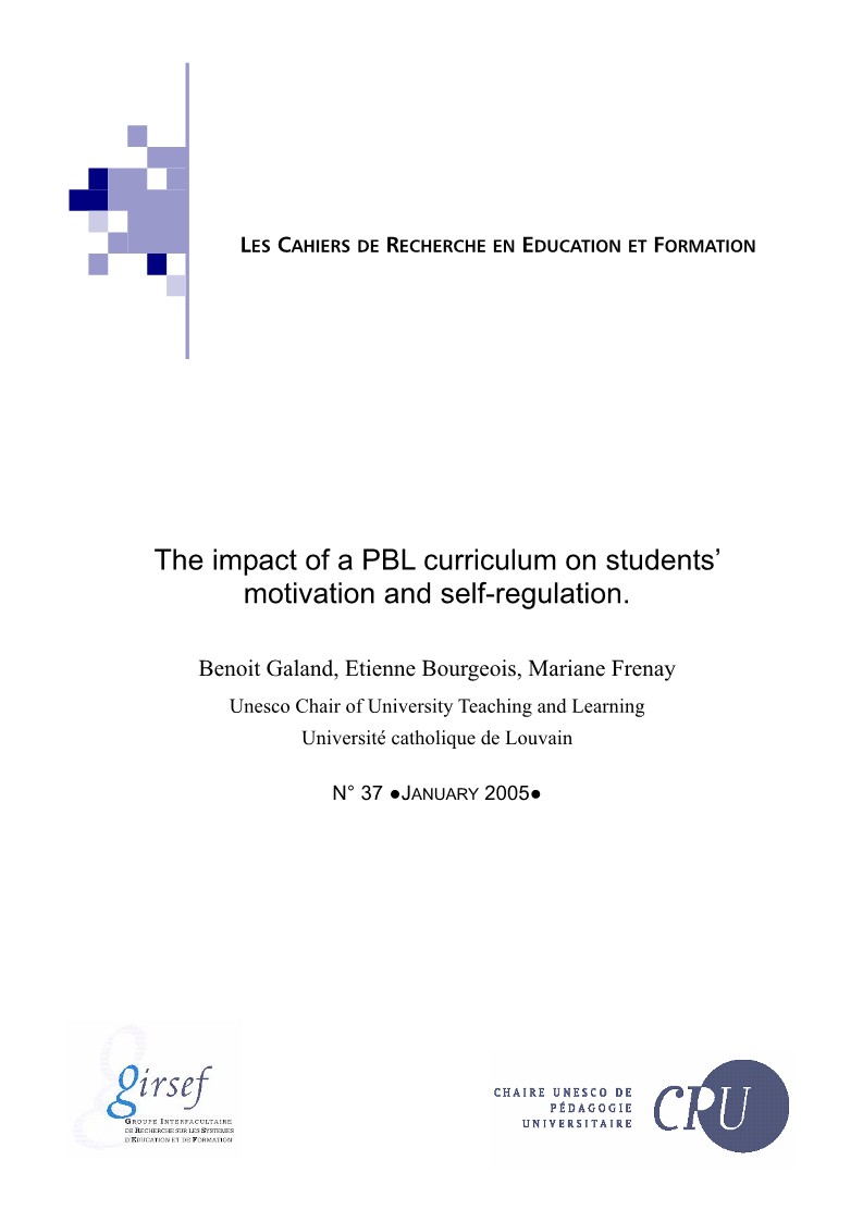 					Afficher No 37 (2005): The impact of a PBL curriculum on students’ motivation and self-regulation
				