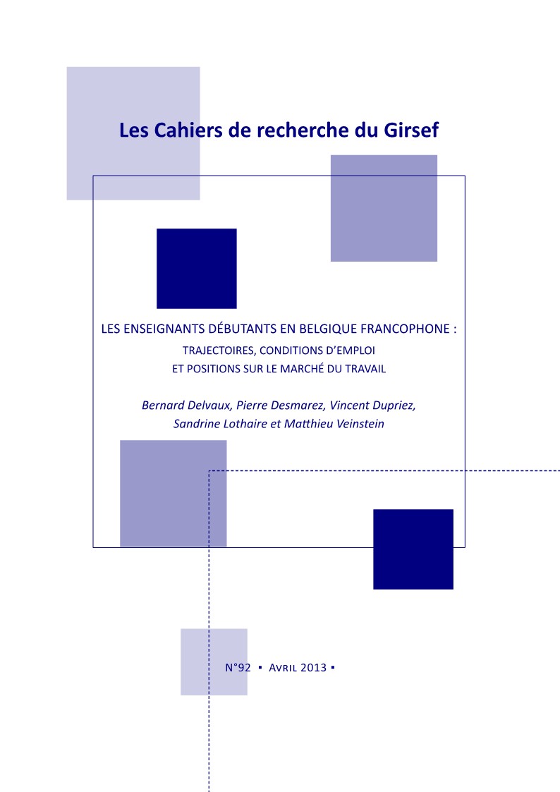 					Afficher No 92 (2013): Les enseignants débutants en Belgique francophone: trajectoires, conditions d'emploi et positions sur le marché du travail
				