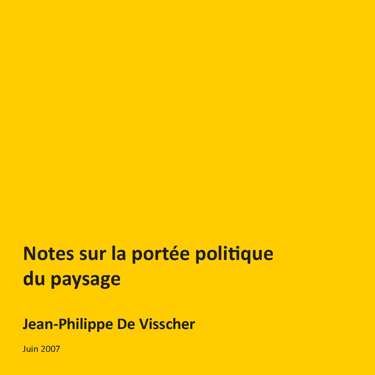 Notes sur la portée politique du paysage